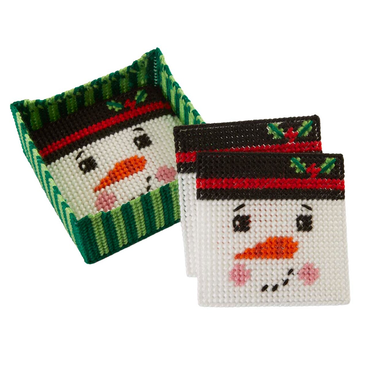 Herrschners Snowman Smiles Coasters with Holder Plastic Canvas Kit